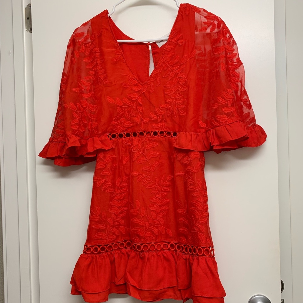Goodnight Macaroon Red Embroided dress - Picture 1 of 4